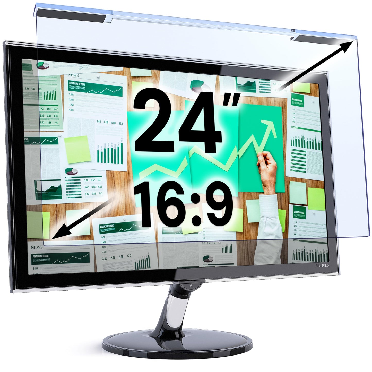 VINTEZ Blue Light Screen Protector for 24 Inch Computer Monitor and Laptop – Anti-UV Blue Light Blocking Film for Desktop PC, Eye Protection Filter, 21.2" x 12.6", 1 Pack