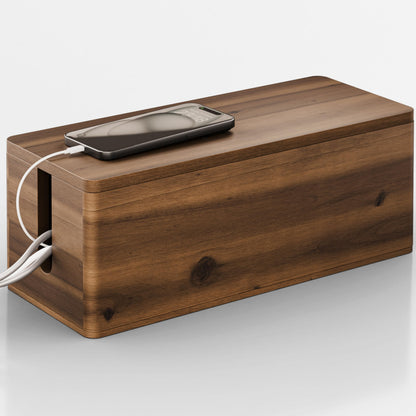 TIDITA 16" L Wooden Large Cable Management Box Round Edge (Walnut Color)