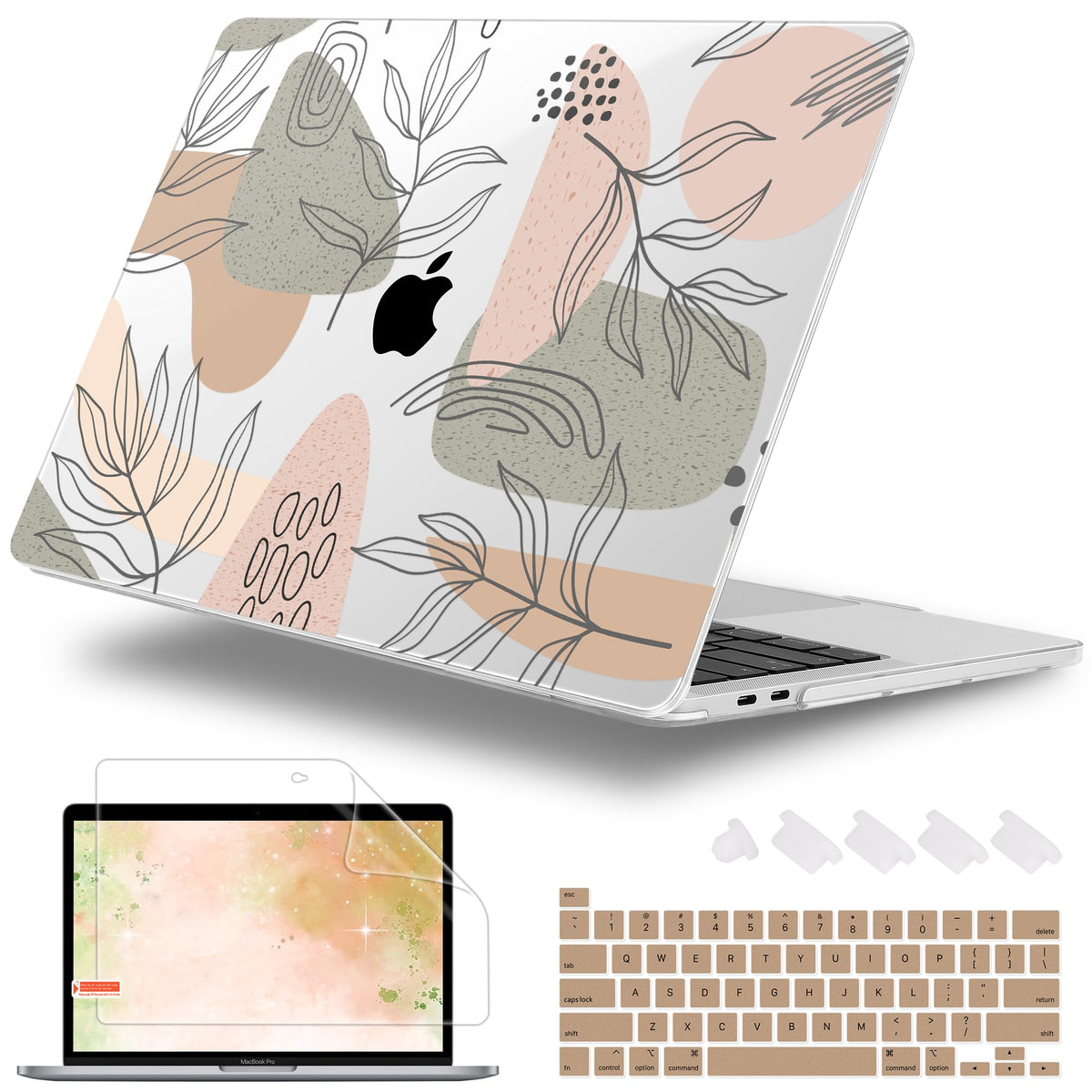 Lepeoac for MacBook Pro 16 inch Case 2019 2020 Release Model A2141, Plastic Hard Shell Cover with Keyboard Cover for MacBook Pro 16 inch with Touch Bar & Touch ID - Watercolor Floral