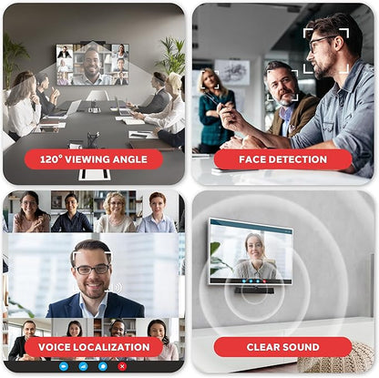 Pyle 4K USB Video Conference Room Camera System 120° FOV with 5X Zoom, AI Auto Framing, Echo Cancellation, 8m Mic Pickup Conferencing System for Home Offices, Zoom, Skype, Microsoft Teams, PC Meetings