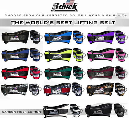 Schiek Sports 1707 Ankle Cuffs - Ideal for Glute Kickbacks and Cable Machine Workouts - Durable and Built To Last