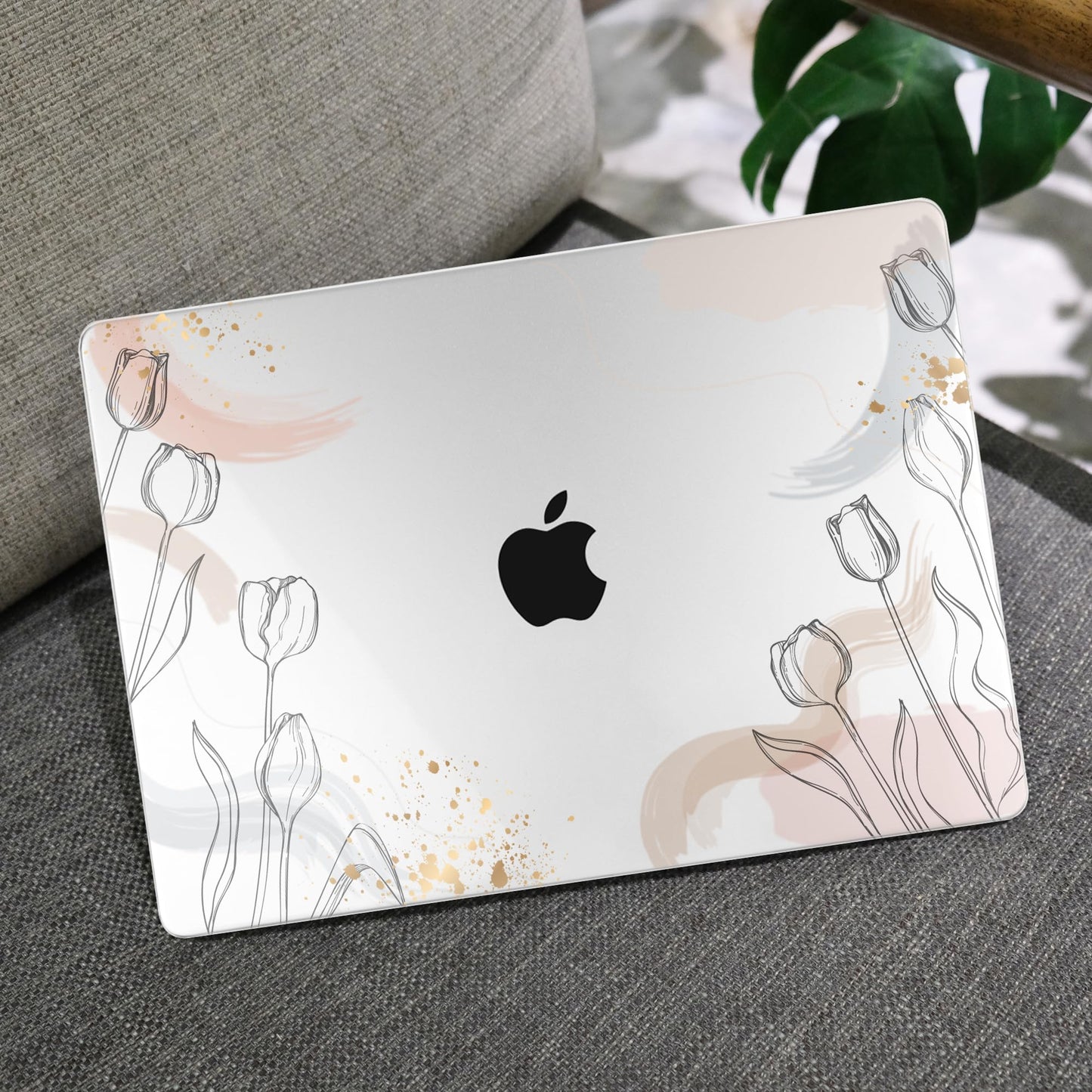 MEEgoodo Case for M5/M4/M3/M2 MacBook Air 13 inch 2026 2025 2024 2022, Fit Model A3449/A3240/A3113/A2681, Case Compatible with MacBook Air 13.6-inch, Engraving Hand Drawn Floral