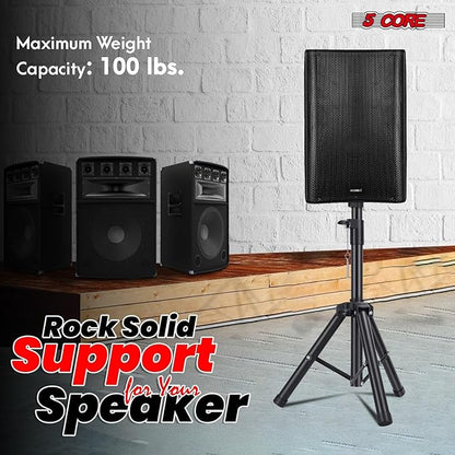 5Core Speaker Stand Tripod Floor Adjustable 24-36 Inch Short DJ Studio Monitor Stands