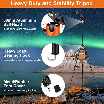 JOILCAN Tripod for Camera, 81" Aluminum Camera Tripod, 83" DSLR Tripods & Monopods, Heavy Duty Travel Tripod for Binoculars Spotting Scope Telescope, Professional Complete Tripod Units, Payload 35lb