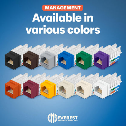 Everest 45 Degree RJ45 Cat6 Keystone Jacks Slim Profile 20-Pack Orange