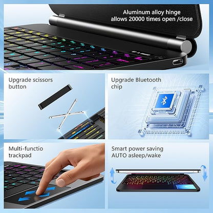 Keyboard Case for iPad Air 11-inch (M3 2025 / M2 2024) & iPad Pro 11 inch(1st/2nd/3rd/4th Generation)，Magic Magnetic Backlit Keyboard Case with Multi-Touch Trackpad- Easy-Set Floating Cantilever Stand