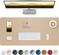 Leather Desk Pad Protector, Mouse Pad, Office Mat, Non-Slip PU Leather Blotter, Laptop Pad, Waterproof Writing Pad for Office and Home (Apricot, 31.5" x 15.7")