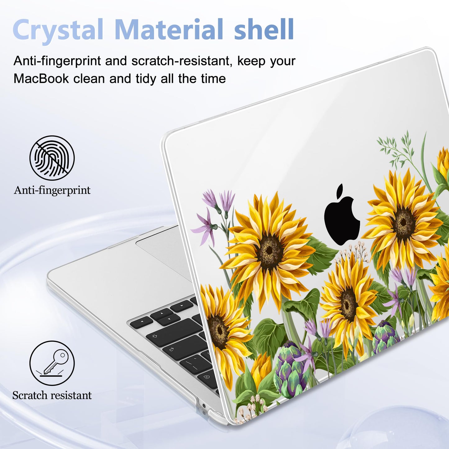 Lepeoac Case for 2026/2025/2024/2023 MacBook Air 15-inch Laptop Release M5 A3448 /M4 A3241 /M3 A3114 /M2 A2941, Stylish Protective Hard Shell Cover for MacBook Air 15.3 inch, Sunflowers