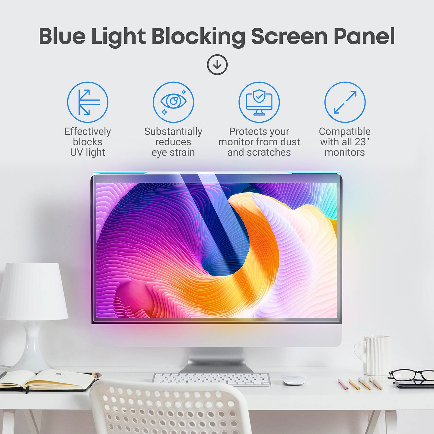 VINTEZ Blue Light Screen Protector for 23 Inch Computer Monitor and Laptop – Anti-UV Blue Light Blocking Film for Desktop PC, Eye Protection Filter, 20.6" x 12", 1 Pack