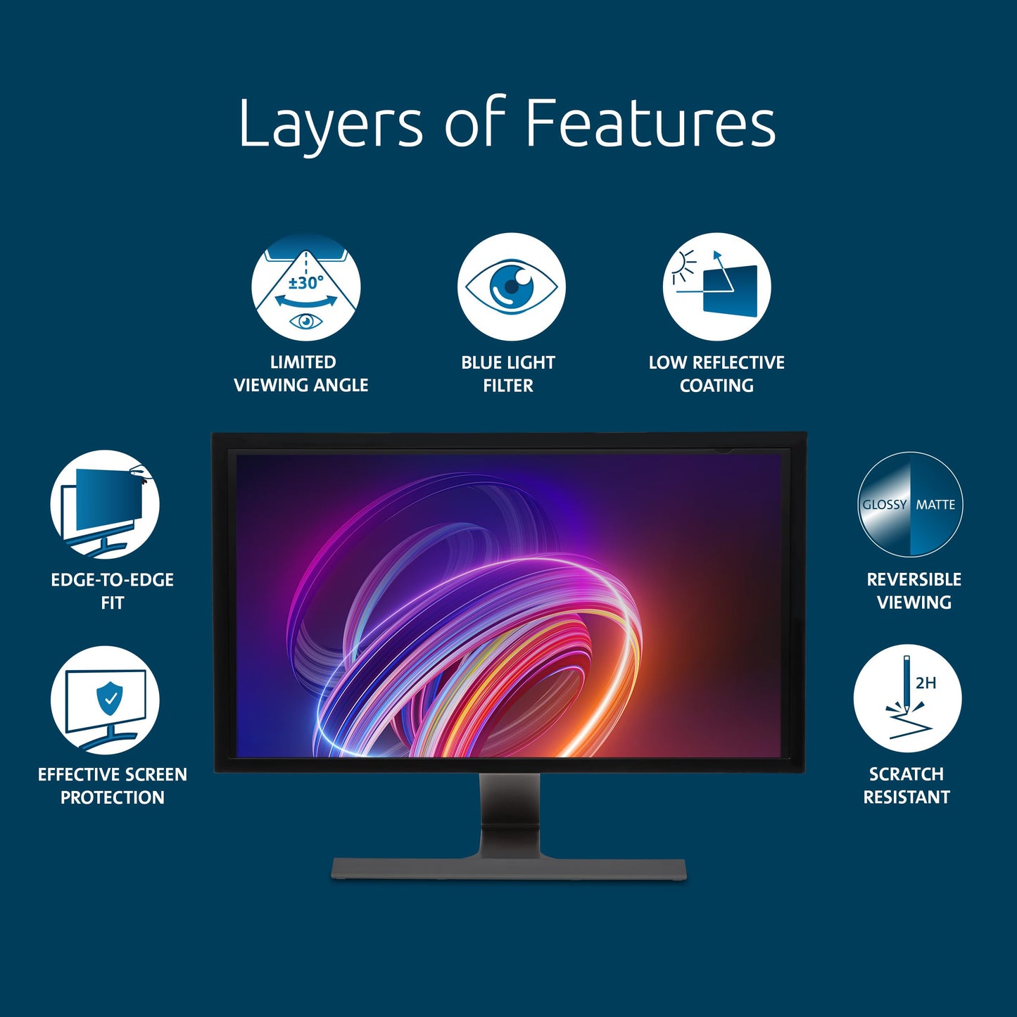 Kensington 21.5 inch Computer Privacy Screen for Desktop, 16:9 Widescreen Monitor, FP215W9 Anti-Glare Blue Ray Reduction Computer Privacy Filter, Matte and Glossy Viewing Options, K55415WW