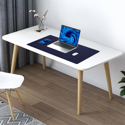 AFIING Cork Desk Mat 23.6 x 13.7, Dual-Sided Cork & PU Leather Desk Pad, Waterproof Non-Slip Desk Protector for Home Office, Study Desk & Minimalist Workspace Blue
