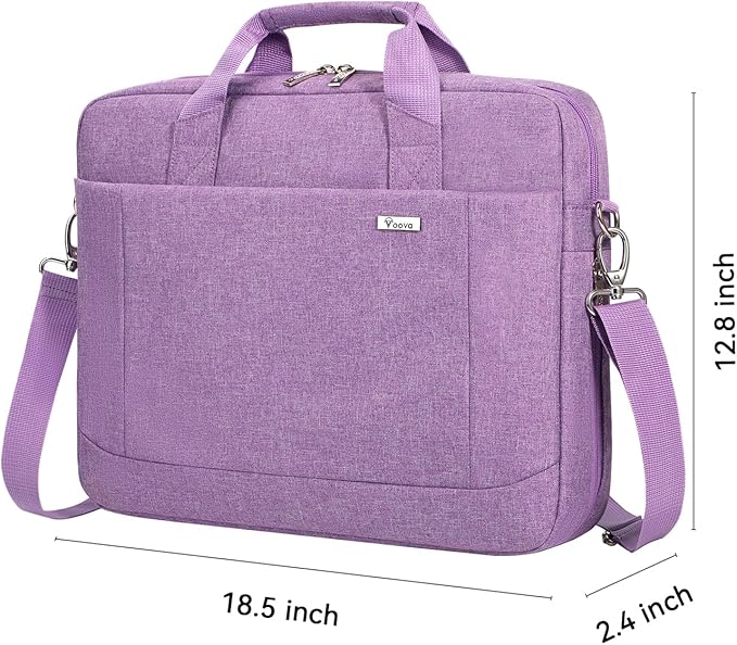 Voova Laptop Bag Case 17 17.3 Inch Computer Sleeve Messenger Bag with Shoulder Strap Expandable Waterproof Large Capacity Business Briefcase for Work Travel Fit 17-18” Laptop, Men Women, Lavender