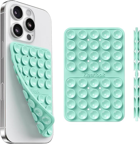 Klearlook Silicone Suction Cup Phone Case Mount Double Sided, Sticky Phone Grip for 6.1-7.2 inch Phones, Phone Accessories Hands-Free Strong Grip Holder for Selfies and Videos, Light Green