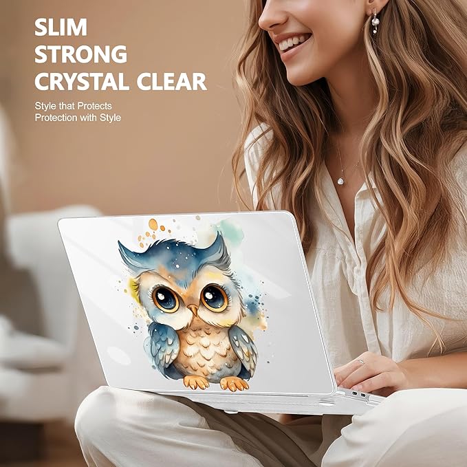 for MacBook Pro 16 inch Case 2019 2020 Release Model A2141, Plastic Hard Shell Cover with Keyboard Cover for MacBook Pro 16 inch with Touch Bar & Touch ID - Cute owl