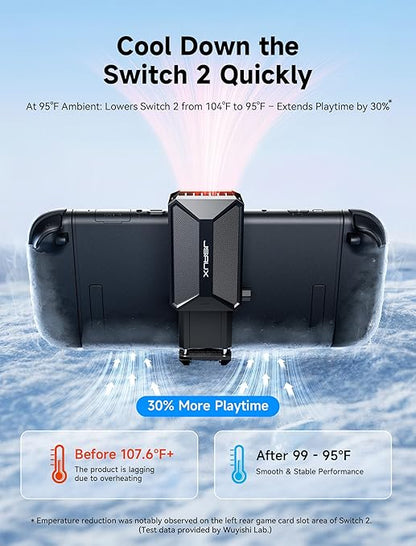 JSAUX Cooling Fan for Nintendo Switch 2 (2025), Cool Down Accessories for Switch 2 (Stepless Adjustable Fan Speed), Cools to Enhance Performance & Extend Console Battery Life - Black (GP0201A)