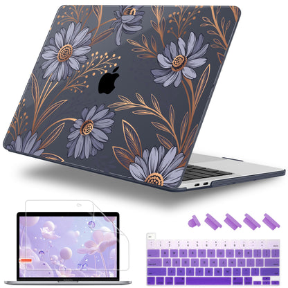 Lepeoac for MacBook Pro 16 inch Case 2019 2020 Release Model A2141, Plastic Hard Shell Cover with Keyboard Cover & Screen Protector for MacBook Pro 16 inch with Touch Bar & Touch ID - Blooming Plants