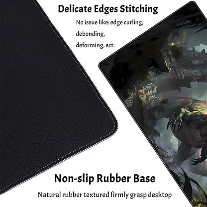 Goth Large Gaming Mouse Pad XXL Retro City Desk Mat, Office Desk Decor Desk Pad Computer Mat, Non-Slip Rubber Base Mousepad, Laptop Keyboard and Mouse Mat with Stitched Edges, 31.5x15.75 in