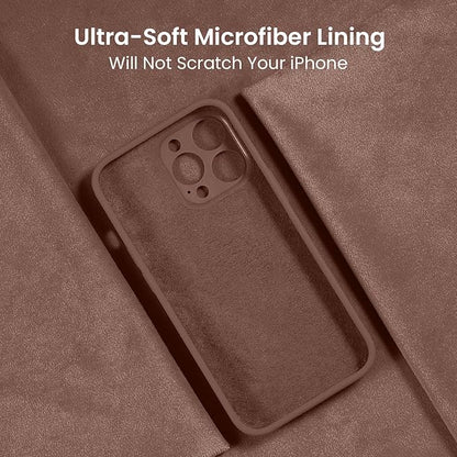 FireNova for iPhone 14 Pro Case, Silicone Upgraded [Camera Protection] Phone Case with [2 Screen Protectors], Soft Anti-Scratch Microfiber Lining Inside, 6.1 inch, Light Brown