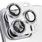 beuxece Compatible for iPhone 16 Pro/iPhone 16 Pro Max Camera Lens Protector, Bling Metal Tempered Glass Camera Screen Cover Accessories [Strong Adsorption][Case-Friendly]- Glitter Titanium Silver