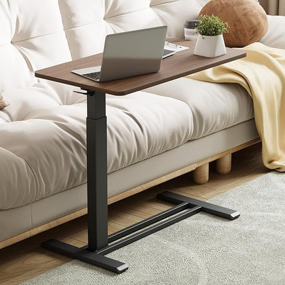 FLEXISPOT Mobile Standing Desk with Wheels Pneumatic Laptop Desk Rolling Computer Cart Movable Height Adjustable Small Sit Stand Desk Computer Workstations Home Use(31.5" W x 17.7" D, Mahogany)