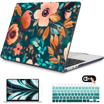Mektron for 2026 MacBook Air 13-inch M5 Laptop Case A3449 with 13.6-inch Liquid Retina Display Fits 2025 A3240 M4 2024 A3113 M3 2023 A2681 M2 Printed Hard Shell for MacBook Air 13.6", Abstract Florals