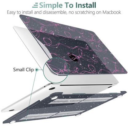 TWOLSKOO Compatible with MacBook Pro 13 inch Case 2023-2016 A2338 M2/M1 A2251 A2289 A2159 A1989 A1706, Plastic Hard Shell Cover & Keyboard Skin & Screen Protector, Sparkly Bows