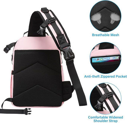 MOSISO Camera Sling Bag, DSLR/SLR/Mirrorless Camera Case Crossbody Photography Backpack with Tripod Holder&Removable Modular Inserts&PU Handle Compatible with Canon/Nikon/Sony, Pink