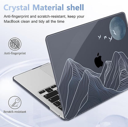 Case for MacBook Pro 13 inch with/Without Touch Bar (2016-2022, M2 A2338 M1 A2289 A2251 A2159 A1989 A1706 A1708), Hard Shell + Keyboard Cover + Dust Plug Abstract Mountain