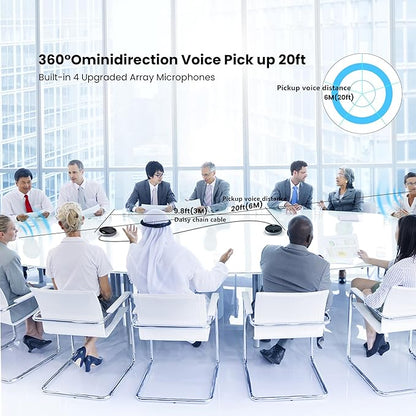 2-in-1 Conference Speaker and Microphone, Daisy Chain Wireless Bluetooth Speakerphone with 360° omnidirectional mics USB/Dongle/Bluetooth Connection 18H Talk Time for 15-30 People Meeting