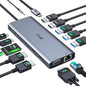 USB C Docking Station Dual Monitor HDMI for Dell HP Lenovo Laptop,14 in 1 Docking Station to 2 HDMI Port 4K+VGA USB Type C Hub Multiport Adapter Dongle Dock,USB C to Ethernet+5 USB+SD/TF+100W PD+Audio