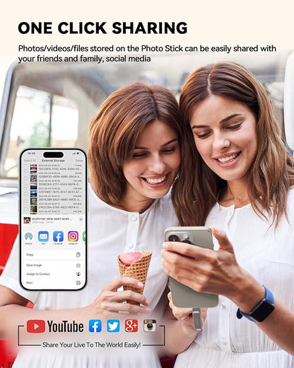 MFi Certified 128GB Flash Drive for iPhone Photo Stick, USB Thumb Drive Memory Stick High Speed USB Drive Photo Storage for iPhone Flash Drive Compatible for iPhone/iPad/Android/PC