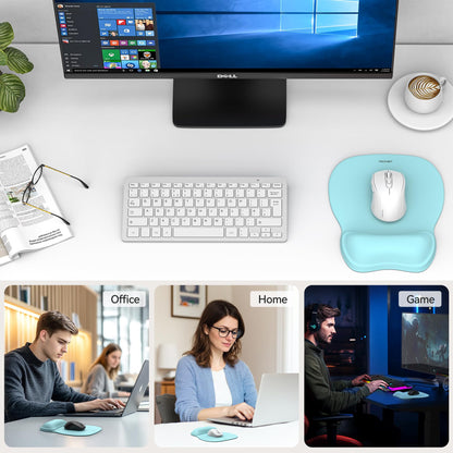 TECKNET Gel Ergonomic Mouse Pad with Wrist Rest, Non-Slip PU Base, LT.Blue