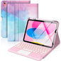 MoKo Touch Keyboard Case for iPad (A16) 11th/10th Gen,Nosegay Pink