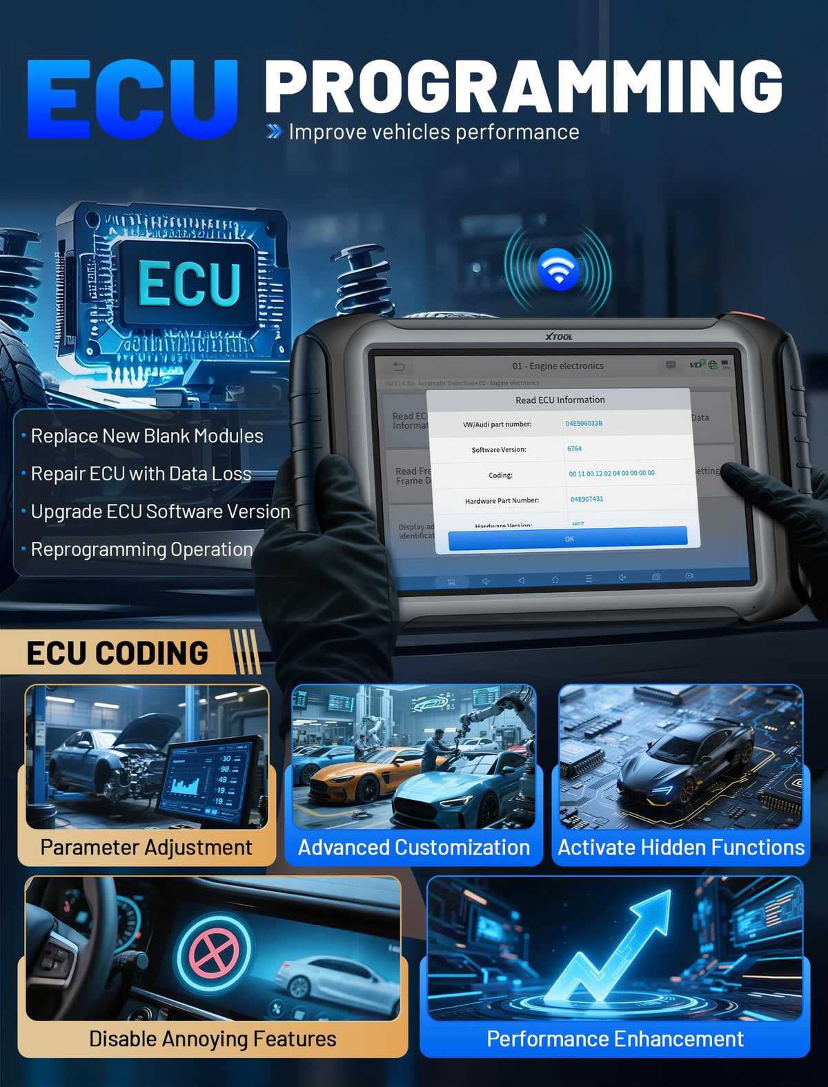 XTOOL IP919 PRO V2.0 ECU Programming Scan Tool, Topology Map OBD2 Scanner