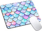 Mouse Pad, Cute Glitter Mermaid Scale Mouse Pads for Desk, 9.5" x 7.9" Non-Slip Rubber Base Computer Mousepad with Women, Portable Square Design for Wireless Mouse and Pad Laptop Office & Travel