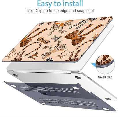 Mektron for 2025 M4 MacBook Air 13.6 Inch A3240 Case Fits 2023 A2681 M2 2024 A3113 M3 Chip with Liquid Retina Display Touch ID, Printed Plastic Hard Shell Cover for MacBook Air 13.6", Leopard Bows