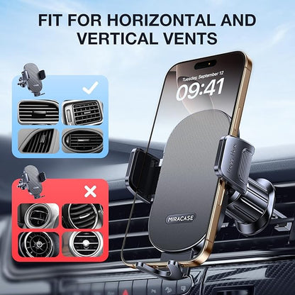 Miracase Phone Holders for Your Car with Metal Hook Clip, Air Vent Cell Phone Stand Car Mount, Universal Automobile Cradle Fit for iPhone Android and All Smartphones, Dark Grey