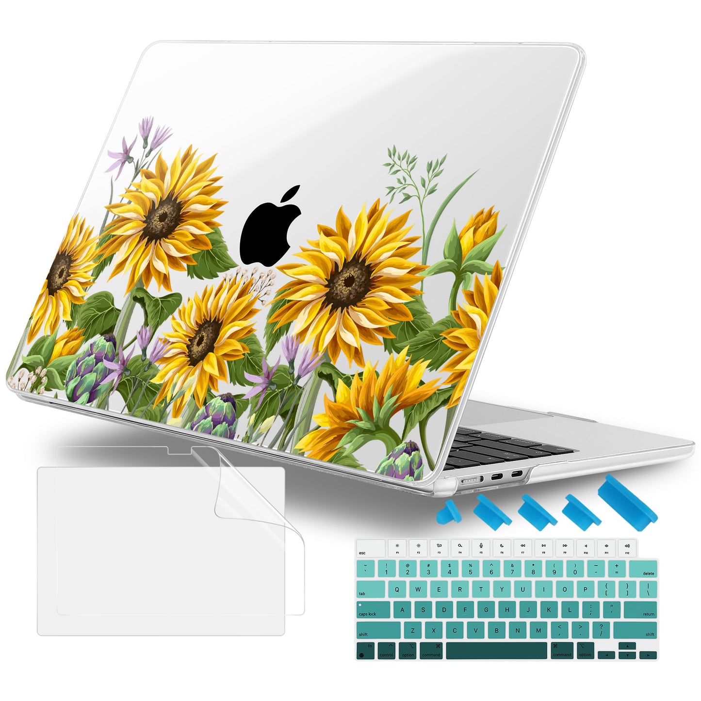 Lepeoac Case for 2026/2025/2024/2023 MacBook Air 15-inch Laptop Release M5 A3448 /M4 A3241 /M3 A3114 /M2 A2941, Stylish Protective Hard Shell Cover for MacBook Air 15.3 inch, Sunflowers