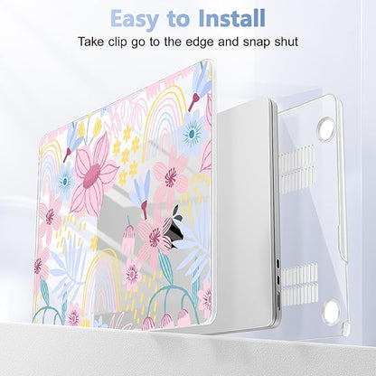 Case for MacBook Air 15 Inch 2025 2024 2023 Release M4 A3241 M3 A3114 M2 A2941, Hard Shell with Screen Protector & Keyboard Cover, Compatible with Touch ID, Florals