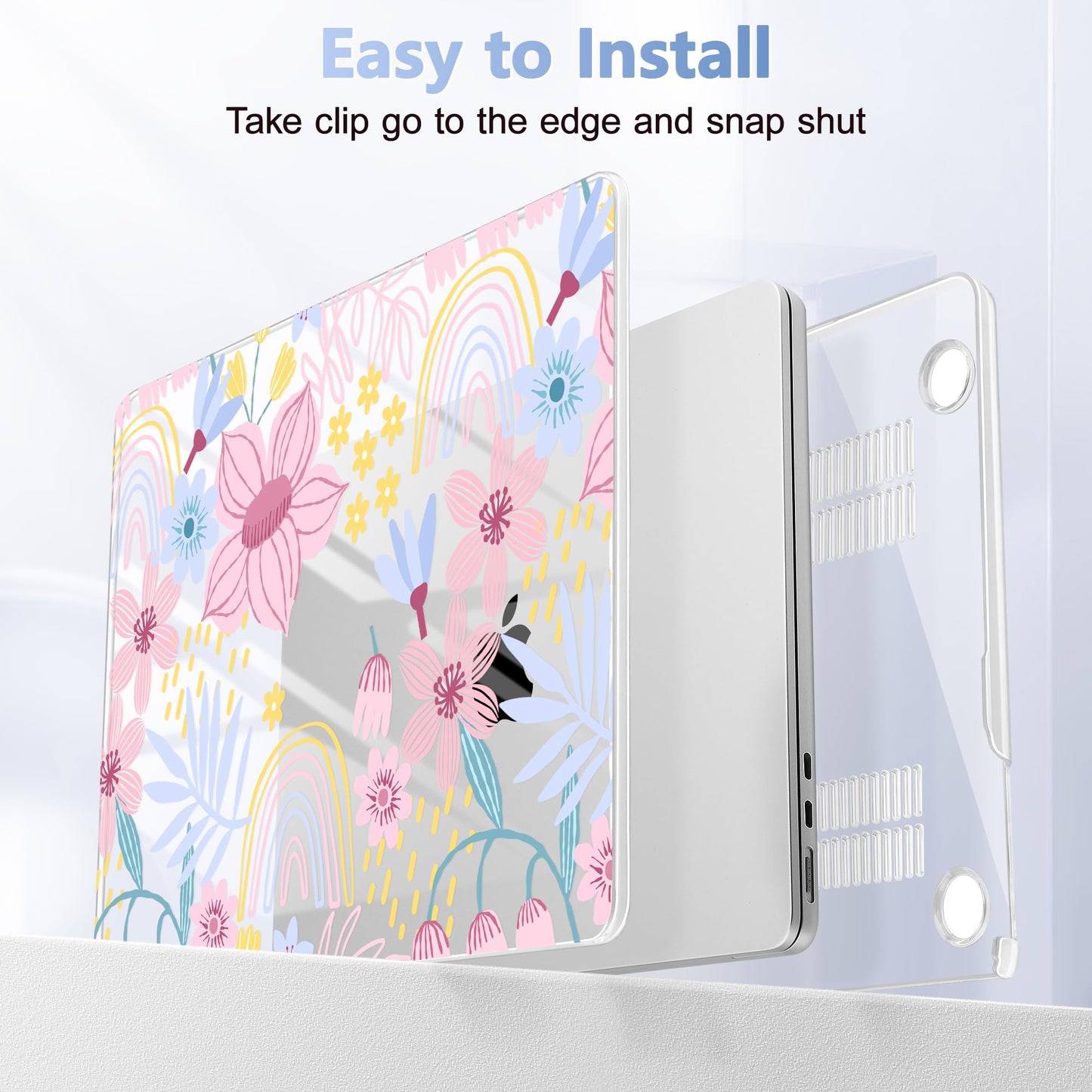 Lepeoac Case for 2026/2025/2024/2023 MacBook Air 15-inch Laptop Release M5 A3448 /M4 A3241 /M3 A3114 /M2 A2941, Stylish Protective Hard Shell Cover for MacBook Air 15.3 inch, Florals