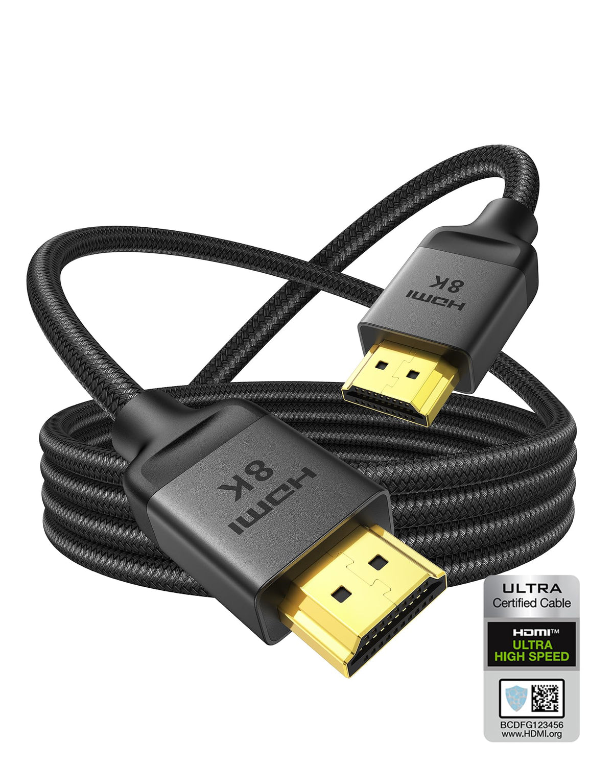 Silkland Certified HDMI 2.1 Cable 2-Pack 6.6FT, 48Gbps 10K HDR Braided Cord