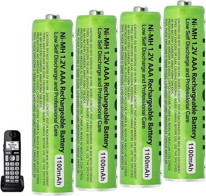 4 Pack NI-MH AAA Rechargeable Battery for Panasonic, 1.2V 1100mah AAA Rechargeable Batteries for Panasonic Cordless Phones Handset, Remote Controls, Electronics