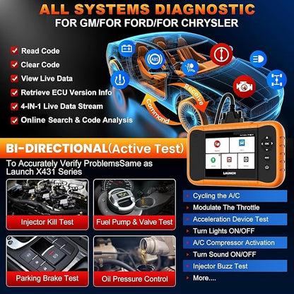 LAUNCH X431 Creader Elite 2.0 FGC OBD2 Scanner,ECU Coding, Bi-Directional Scan Tool for Ford, for GM, for Chrysler,100+ Reset, Full System Diagnose, FCA AUTOAUTH, AUTOVIN, Lifetime Free Update