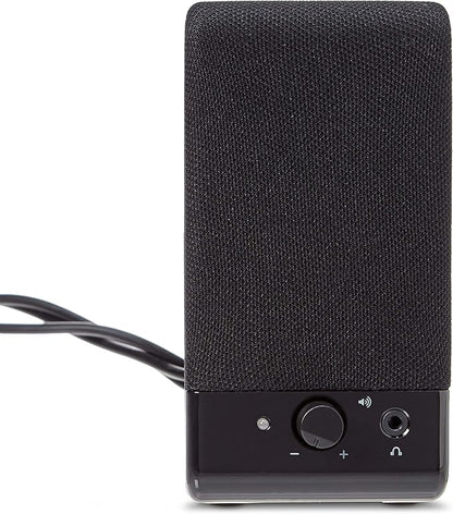 Amazon Basics USB-Powered Computer Speakers for Desktop or Laptop PC with Volume Control, Plug-N-Play, Black