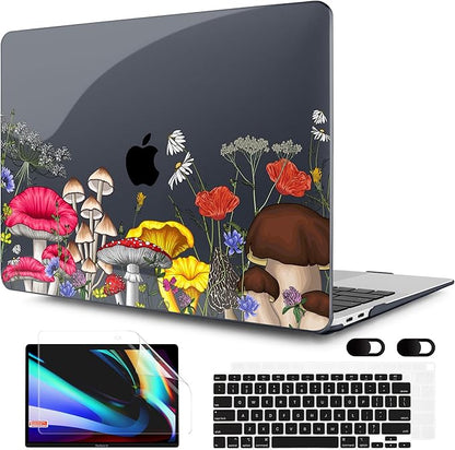 MEEgoodo for MacBook Air 13 inch Case 2021 2020 2019 2018 Released A2337 M1 A2179 A1932 with Touch ID, Plastic Hard Shell & Keyboard Cover Compatible with MacBook Air Case 13.3, Forest of Mushrooms