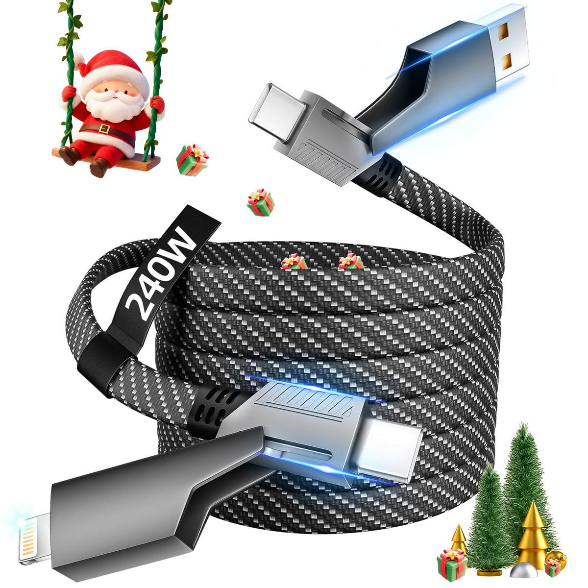 USB C Multi Charging Cable, 3 in 1 Charging Cords for Multiple Devices