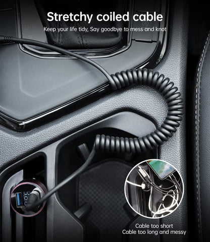 PRAKIE iPhone Charger Cable for Car (3FT/5FT), 2Pack Coiled Lightning Cable