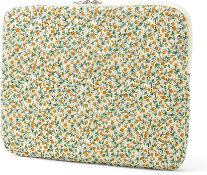 Puffy Laptop Sleeve 13-15.6 Inch Cute Quilted Laptop Protective Case Padded Floral Computer Sleeve for MacBook (B-Yellow, 13 Inch)