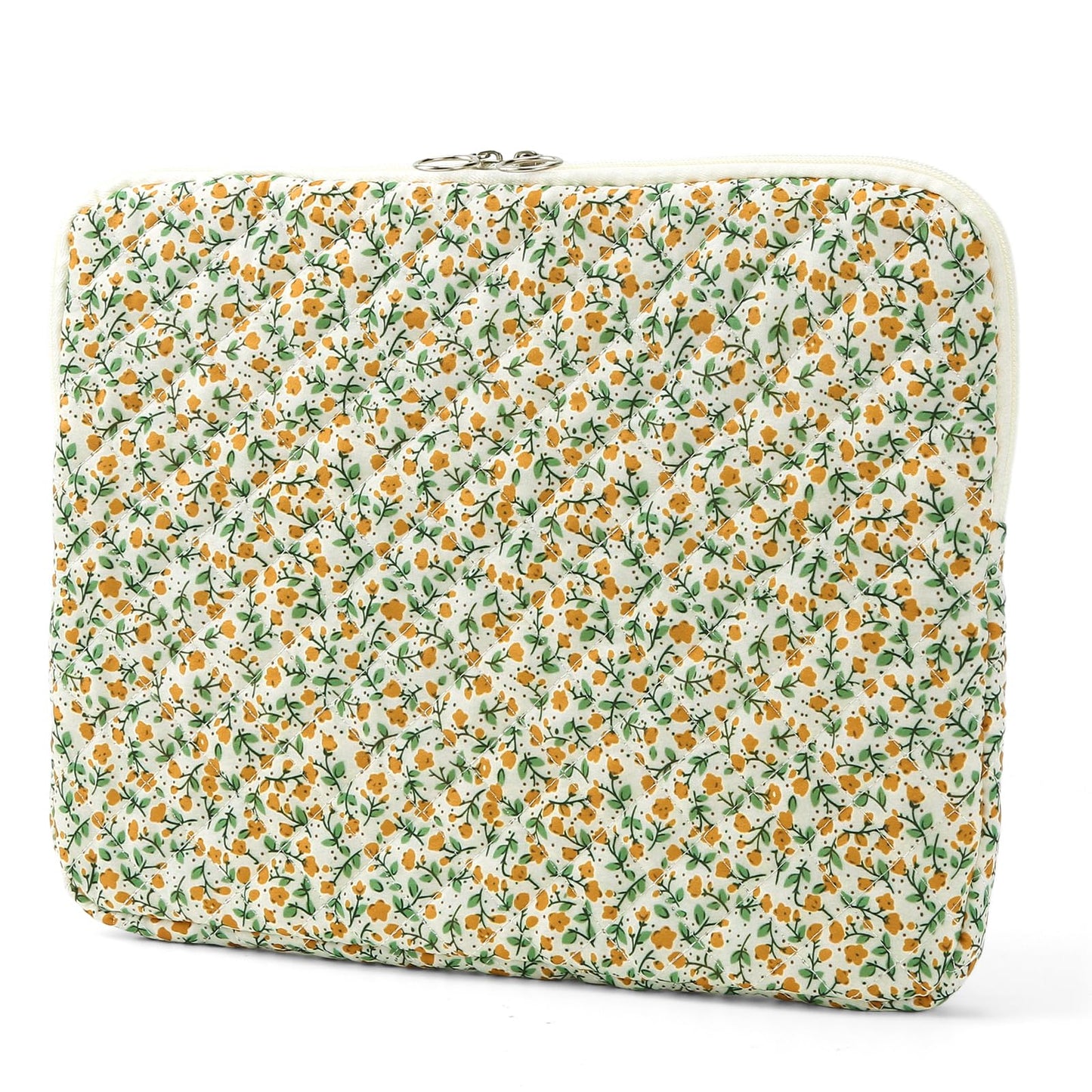 Puffy Laptop Sleeve 13-15.6 Inch Cute Quilted Laptop Protective Case Padded Floral Computer Sleeve for MacBook (B-Yellow, 13 Inch)