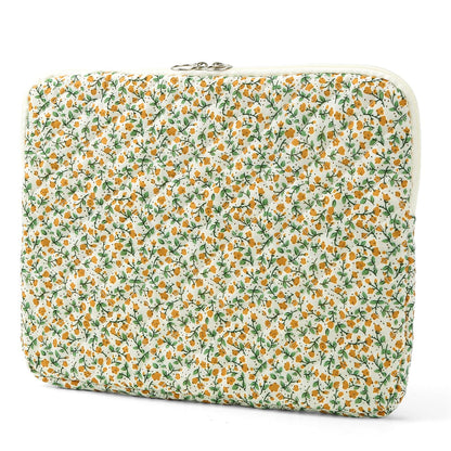 Puffy Laptop Sleeve 13-15.6 Inch Cute Quilted Laptop Protective Case Padded Floral Computer Sleeve for MacBook (B-Yellow, 13 Inch)